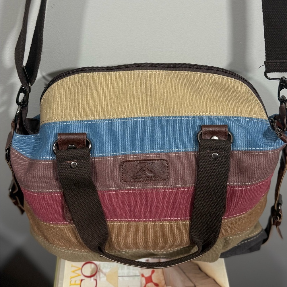Multicolor Canvas Messenger Bag - Picture 12 of 12